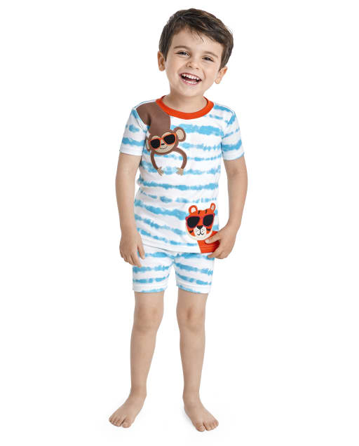Boys Animal And Striped Cotton 2-Piece Pajamas - Gymmies