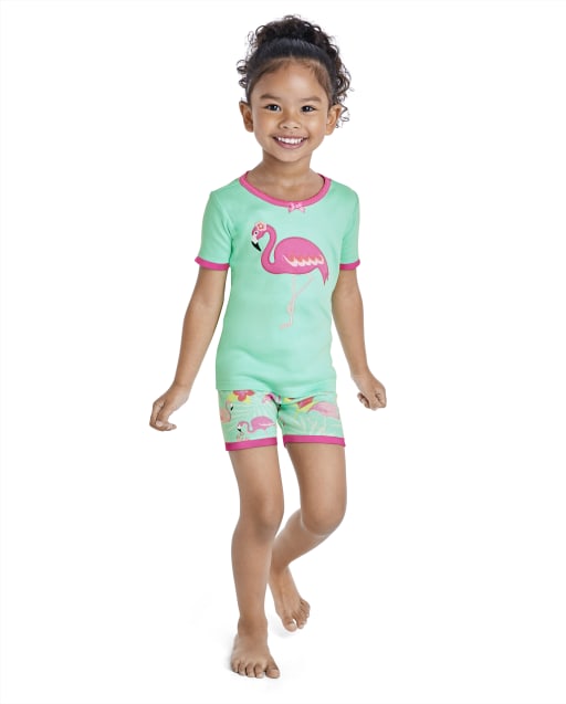 Girls Flamingo Snug Fit Cotton Pajamas - view 1