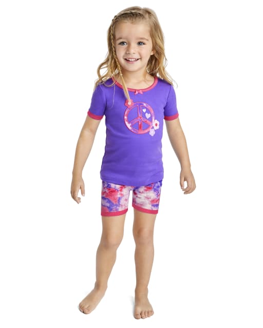 Girls Peace Snug Fit Cotton Pajamas