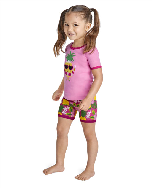 Girls Pineapple Snug Fit Cotton Pajamas - view 1