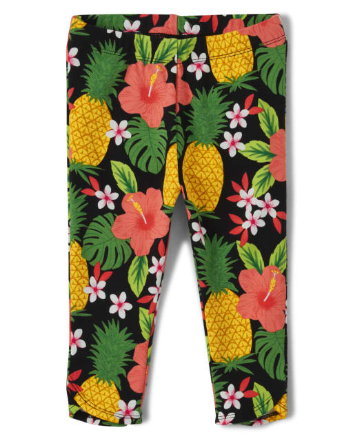Girls Pineapple Print Knit Capri Leggings - Pineapple Punch