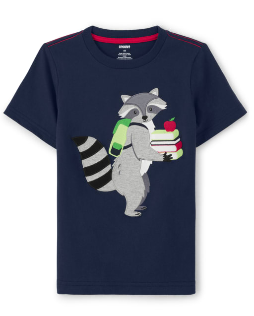 Boys Embroidered Raccoon Top - Head of the Class - view 1