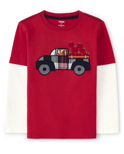 Boys Embroidered Truck Layered Top - Head of the Class - view 1