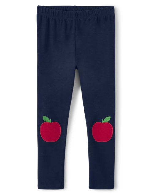 Girls Embroidered Apple Leggings - Head of the Class