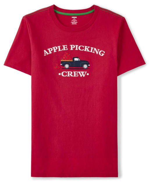 Mens Matching Family Short Sleeve Embroidered Apple Picking Top - Head of the Class