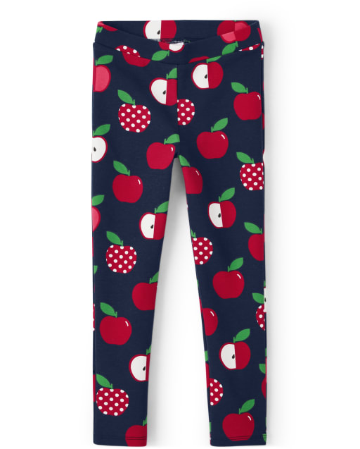 Girls Apple Print Ponte Knit Jeggings - Head of the Class