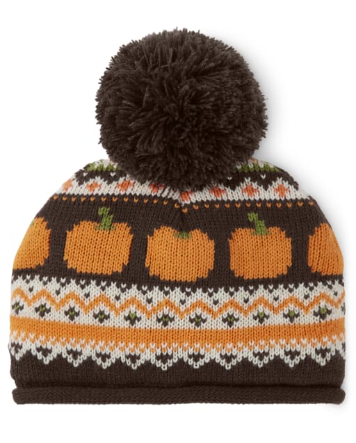 Boys Pumpkin Fairisle Pom Pom Hat - Perfect Pumpkin