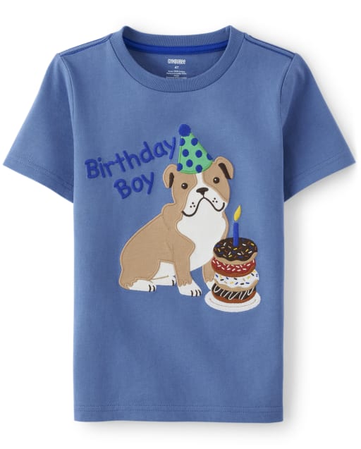 Top de cumpleaños bordado de manga corta para niños - Birthday Boutique