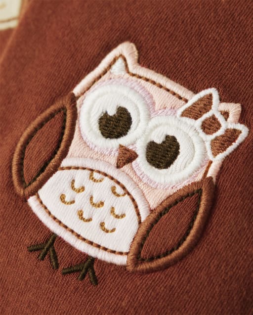 Girls Embroidered Owl Leggings - Autumn Harvest - view 2