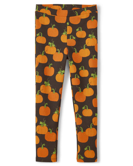Girls Pumpkin Print Ponte Knit Jeggings - Perfect Pumpkin