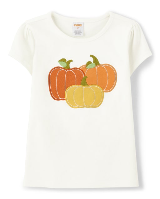 Girls Embroidered Pumpkin Top - Perfect Pumpkin
