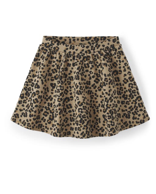 Falda pantalón de punto con estampado de leopardo para niñas - Purrrfect in Pink