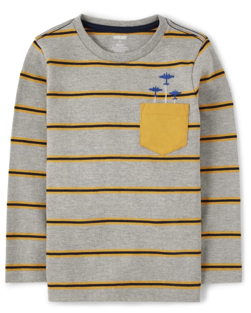Boys Striped Airplane Pocket Top - Aviator School - view 1