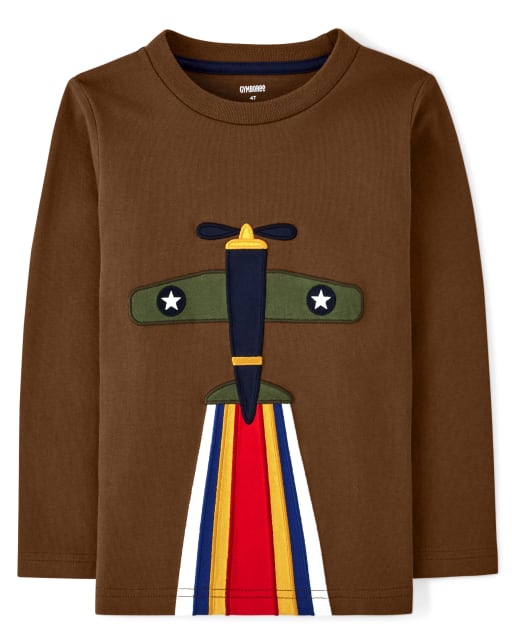 Boys Embroidered Airplane Top - Aviator School - view 1