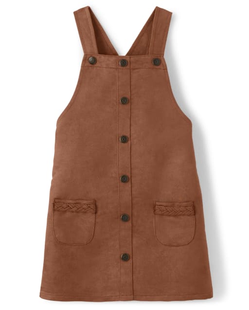 Girls Sleeveless Faux Suede Embroidered Jumper - County Fair