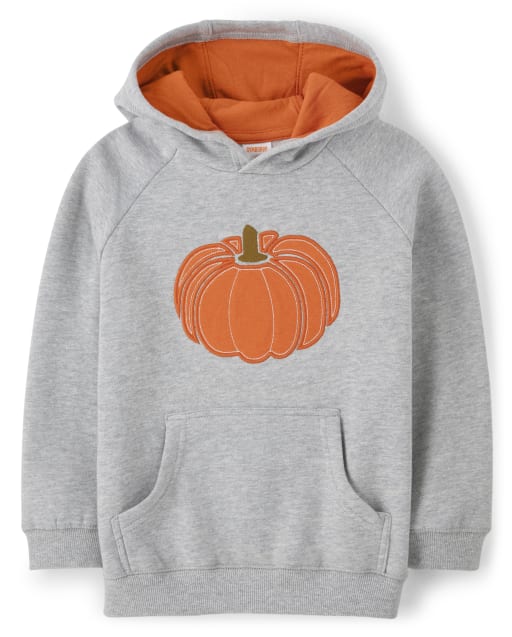 Boys Embroidered Pumpkin Hoodie - Perfect Pumpkin