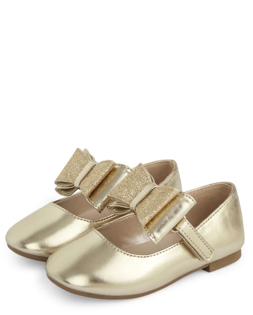 Girls Glitter Bow Ballet Flats - view 1