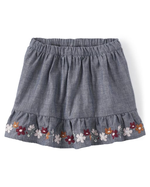 Falda pantalón de niña con flores bordadas - Feria del condado