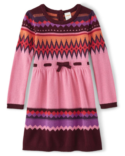 Girls Fairisle Sweater Dress - Spice Market