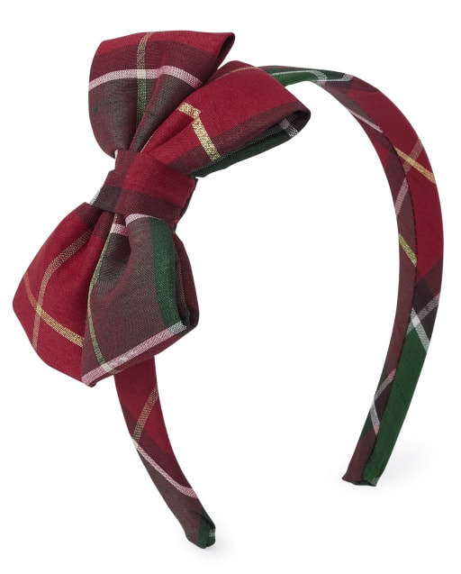 Girls Plaid Bow Headband - Holiday Traditions