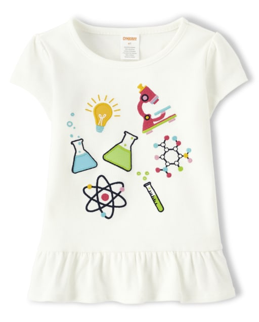 Girls Short Sleeve Embroidered Science Top - Future Artist