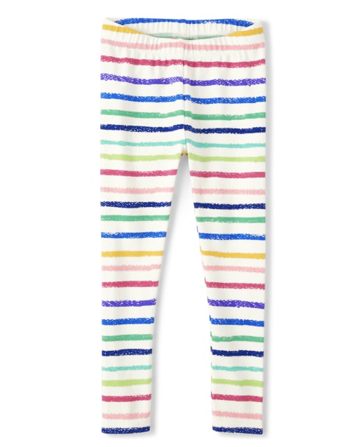 Girls Rainbow Striped Knit Leggings - Future Artist