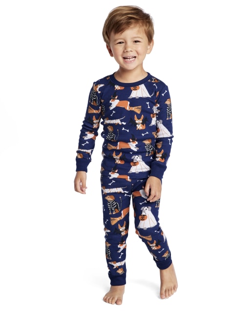 Boys Long Sleeve Halloween Dog Print Snug Fit Cotton 2-Piece Pajamas - Gymmies