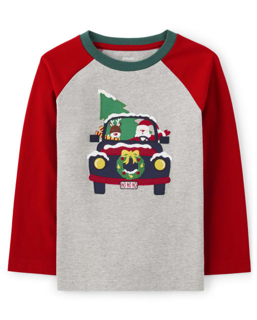Boys Embroidered Truck Raglan Top - Holiday Express - view 1
