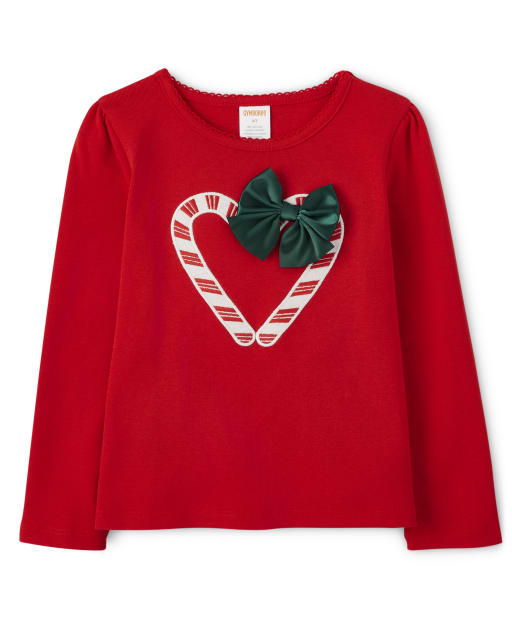 Girls Embroidered Candy Cane Heart Top - Holiday Express - lbl_product_image_view_1