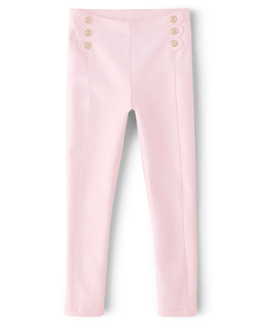 Girls Scalloped Button Jeggings - Tres Chic