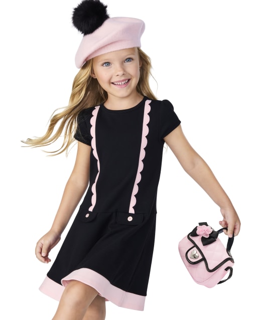 Girls Scalloped Dress - Tres Chic