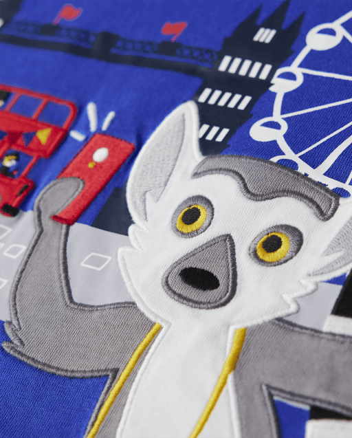Boys Embroidered Lemur Top - London Calling - view 2