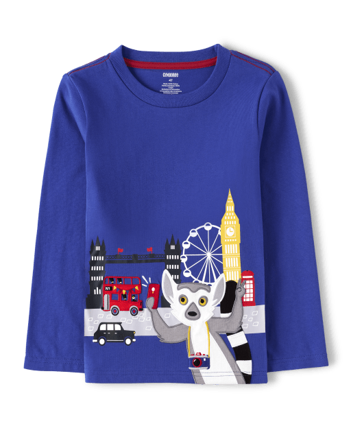Boys Embroidered Lemur Top - London Calling