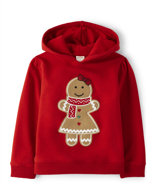 Girls Embroidered Gingerbread Hoodie - Gingerbread House