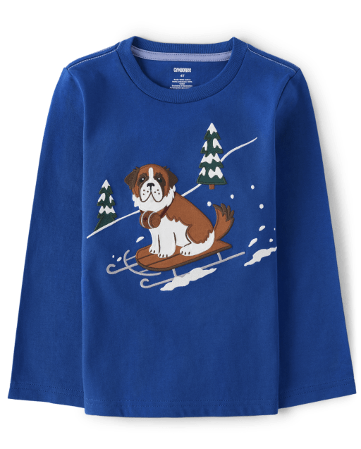 Boys Embroidered Dog Sled Top - Playful Pups - view 1