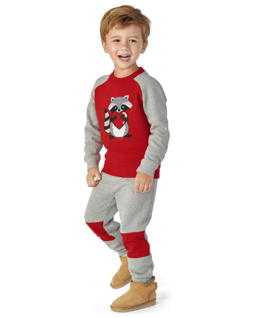Boys Fleece Pull On Jogger Pants - Valentine Cutie