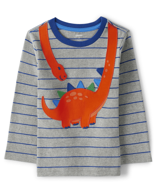 Boys Striped Dino Top - view 1