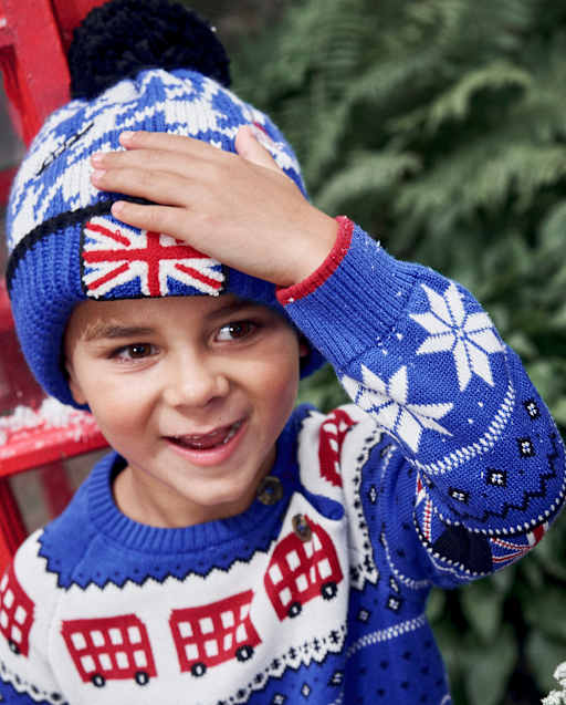 Boys Houndstooth Pom Pom Hat - London Calling