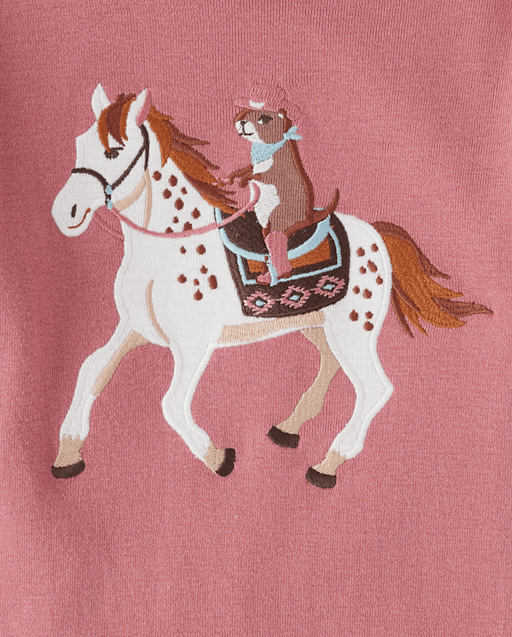 Girls Embroidered Horse Top - Little Rocky Mountain - view 2
