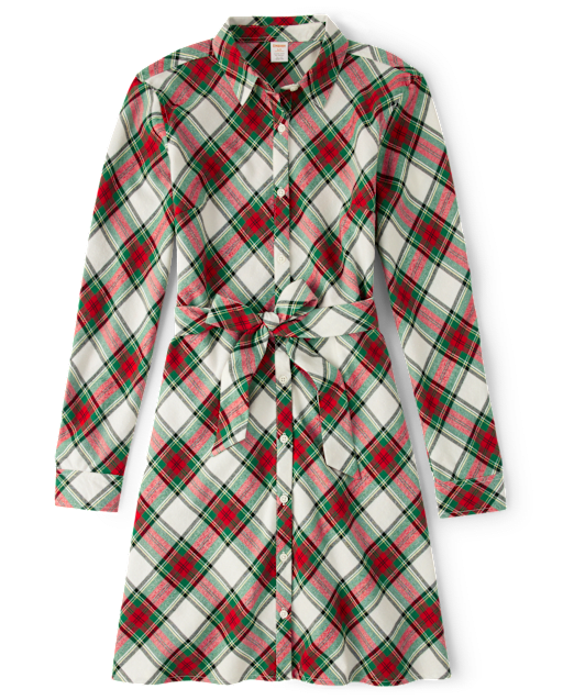 Womens Matching Family Plaid Shirt Dress - Family Celebrations