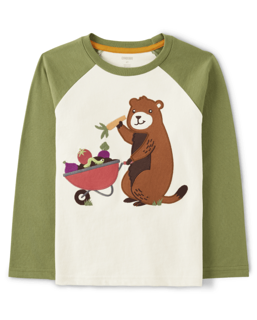 Boys Embroidered Groundhog Top - Little Sprout