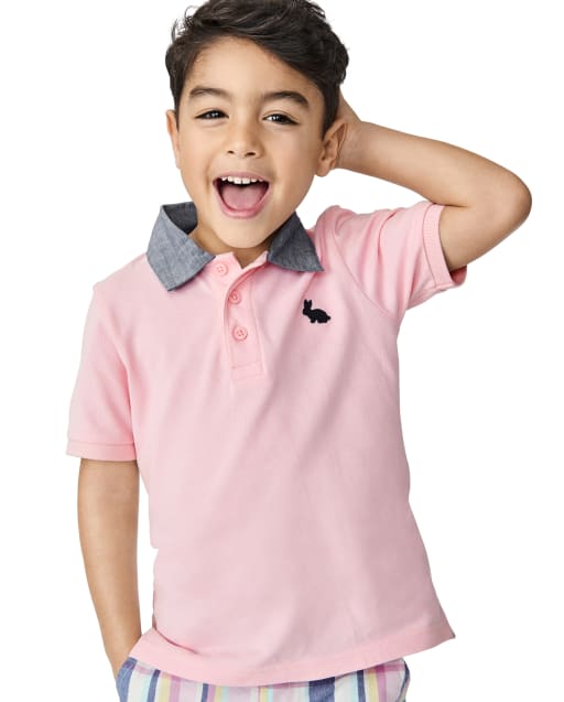 Boys Embroidered Bunny Polo - Spring Celebrations