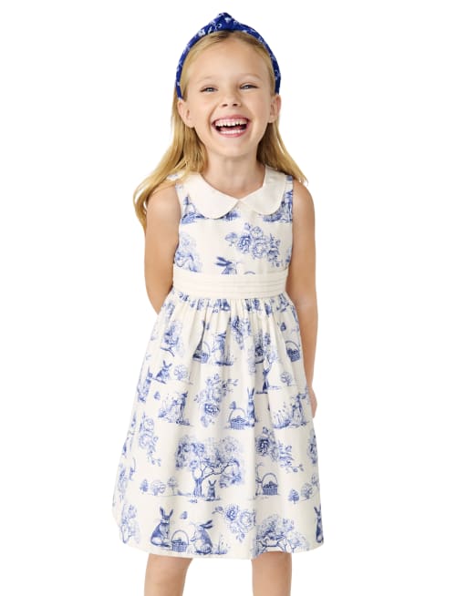Girls Bunny Peter Pan Dress - Blue Belle - view 1