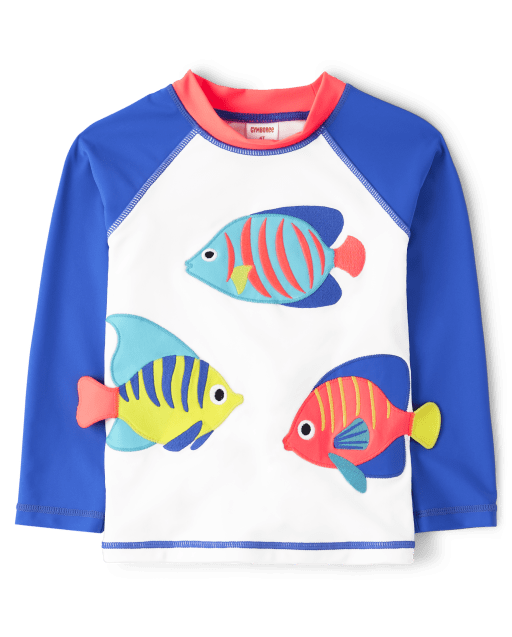 Boys Embroidered Fish Rashguard - Splish-Splash - view 1