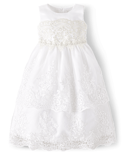 Vestido escalonado con apliques de encaje para niñas - Ocasión especial - lbl_product_image_view_2