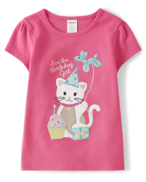 Girls Embroidered Birthday Top - Birthday Boutique