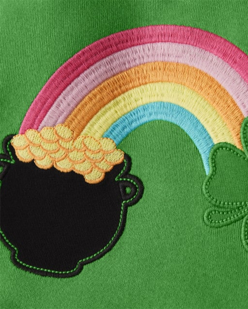 Girls Embroidered Rainbow Tiered Dress - Little Leprechaun - view 2