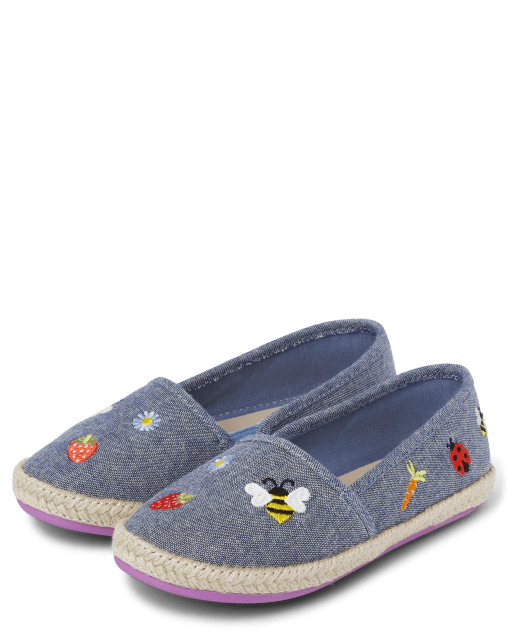 Girls Embroidered Icon Espadrille Flats - Little Sprout