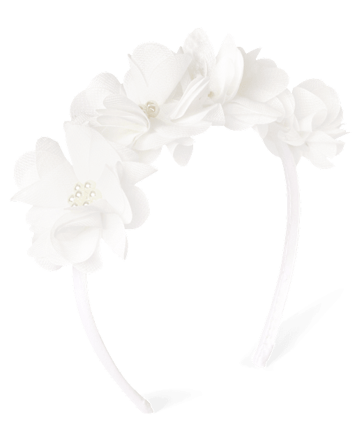 Diadema floral con perlas para niñas - Ocasión especial
