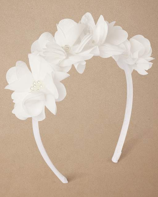 Girls Floral Pearl Headband - Special Occasions